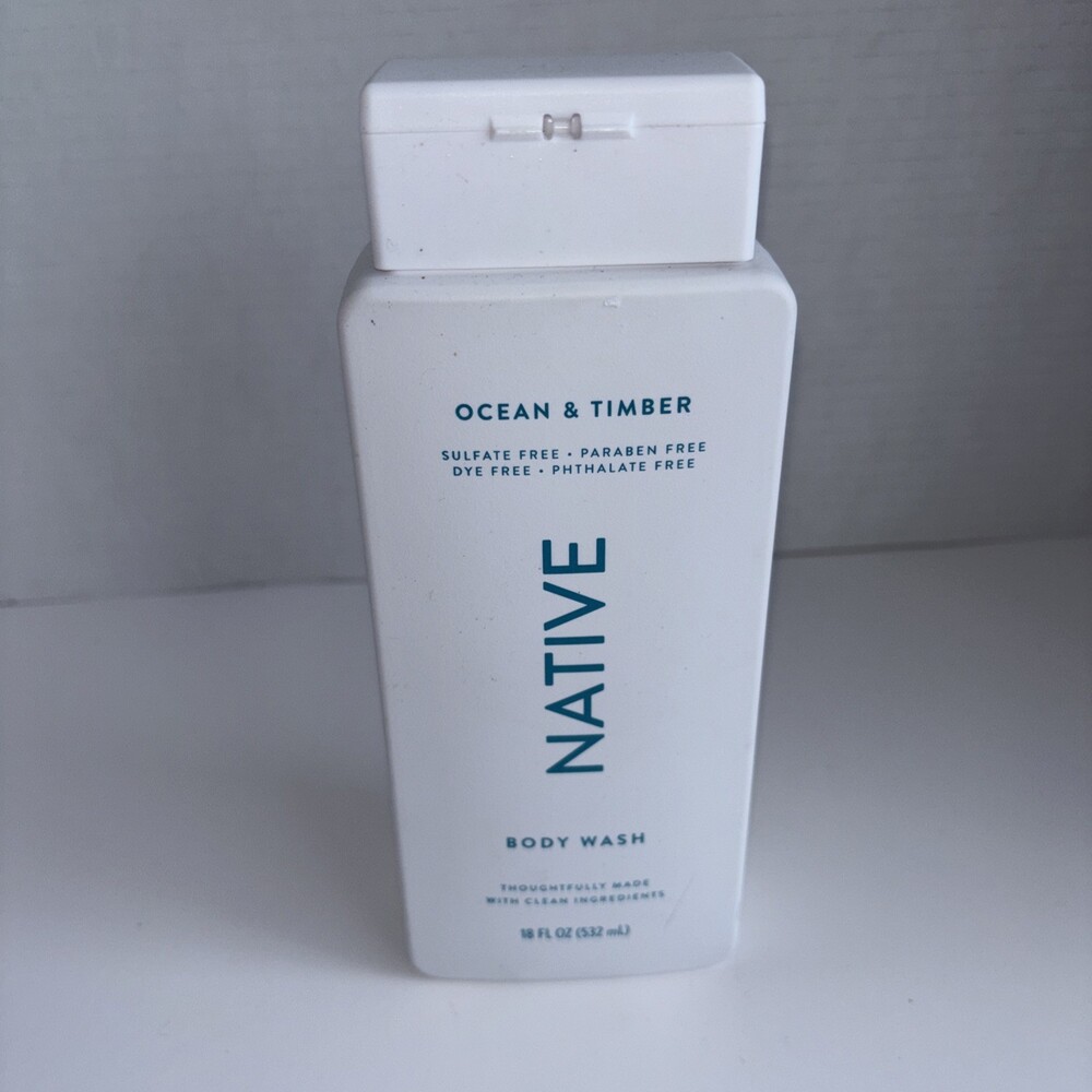 Native Ocean & Timber Body Wash Liquid Sulfate/Paraben/Dye-Free 18 Oz